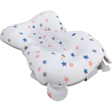 Tapis de bain bébé à motif étoiles, respirant et doux, universel, pour nouveau-né et tout-petit, coussin de bain flottant blanc (1/5)