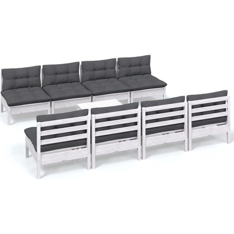 Maison Exclusive - Set Salotto Giardino con Cuscini 9 pz in Legno Massello di Pino (1/5)