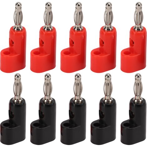 Packung mit 5 stapelbaren Klinkensteckern mit lötfreien Bananensteckern J.10026 4 mm Schwarz Rot (1/5)