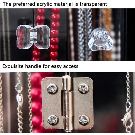 Drehbarer Schmuckhalter aus Acryl mit 24 Haken, staubdichte Aufbewahrungsbox für Halsketten und Armbänder (1/5)