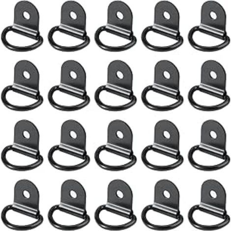 20 pièces Anneaux D'arrimage, INOX,remorque d'anneau Montage d, Rond pour Pliable(36 x 25 mm, Noir) (1/4)