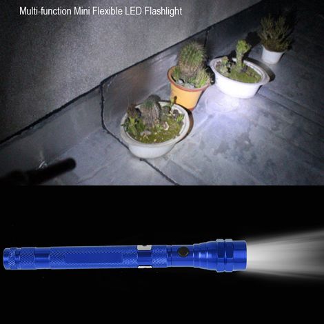 Lampe torche LED compacte multifonction, extensible flexible rotative avec aimant, bleu, lampe de poche magnétique portable (1/5)