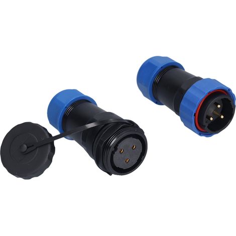 Connecteur aviation étanche IP68 mâle femelle soudure filetage M28 amalgamé antioxydant polyamide laiton doré 3 broches (1/5)