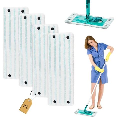 4 Pièces Serpillères de Rechange pour Leifheit Clean Twist XL Micro Duo 49x15cm Kit, pour Leifheit Clean Twist XL Micro Duo Housses de Rechange en Microfibre, pour Tous Les Sols, Décontamination (1/5)