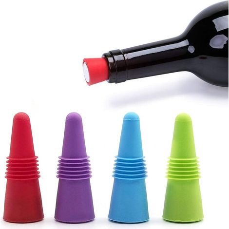 Tappo per bottiglia in silicone, 8 pezzi Tappo per vino Tappo per bottiglia riutilizzabile multicolore con filo per bottiglia di vino e bottiglia di bevande