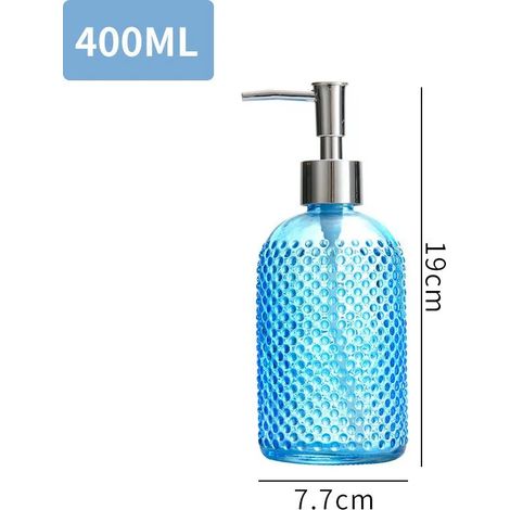 (bleu) 1 flacon pompe de 400 ml en verre clair de luxe Nordic Light pour lotion désinfectante pour les mains, shampoing et gel douche - Design élégant (1/5)