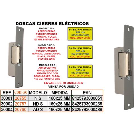 Dorcas Elektroverschluss Normalbetrieb mit Überlauf und Platte 160x25 mm 3116