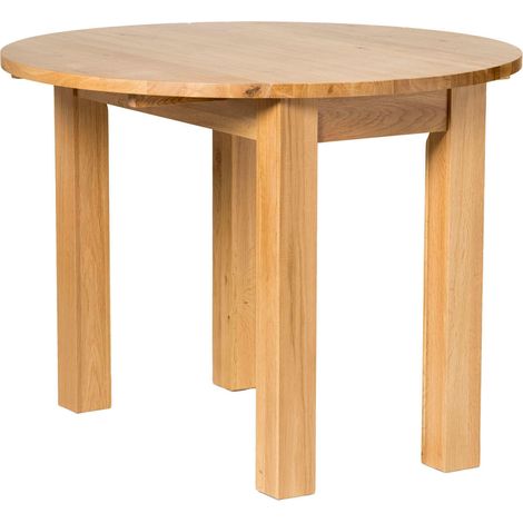 Hallowood Furniture Waverley Small Drop Leaf Table in Light Oak Finish, Solid Oak Wooden Folding or Extending Round Dining Table with Foldable Leaves, Space-Saving Design for Home or Restaurant (1/5)