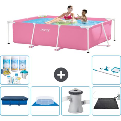 Intex-Schwimmbecken mit rechteckigem Rahmen – 220 x 150 x 60 cm – Rosa – im Lieferumfang enthalten Accessoire CB97