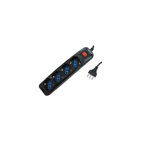 MULTIPRESA 4 POSTI CON SCHUKO E CON INTERRUTTORE NERA  colore nero    SYNTESY