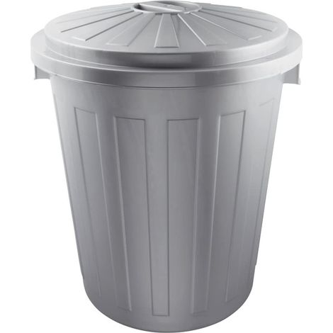 Poubelle multi-usages / poubelle avec couvercle verrouillable, Très grande, Plastique résistant (PP), 50 l, Tapis, Argent (1/5)