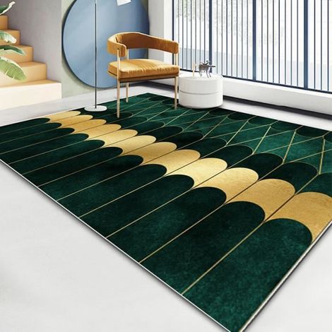 Tapis Paillasson Entree Exterieur WOVTE, Moderne LumièRe Vert Foncé GéOméTrie Salon Chambre Chevet Tapis Tapis De Sol 120160CM- 24 (1/4)