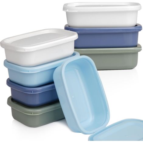 Lot de 8 petites boîtes de conservation réutilisables avec couvercle en plastique de 110 ml - Mini boîtes de congélation pour le stockage des aliments, boîte à goûter, accessoires de boîte à épices (1/5)