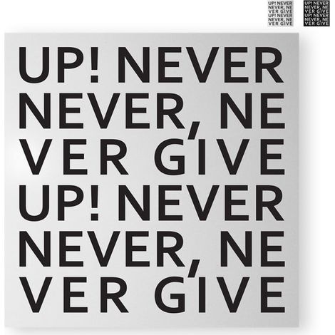 Tableau magnétique carré 80x80cm design moderne bureau Never Give Up Big - Gris