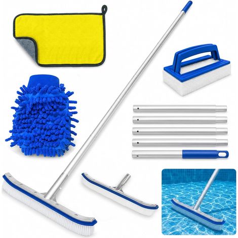 Brosse Piscine avec Manche Télescopique 180cm, Brosse de Nettoyage Piscine 45 cm Lot de 5 (1/5)