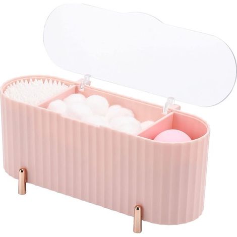 Scatola porta bastoncini di cotone, porta bastoncini di cotone, scatola portaoggetti in polipropilene, porta bastoncini di cotone decorativo con coperchio, dispenser per bastoncini di cotone (1/5)