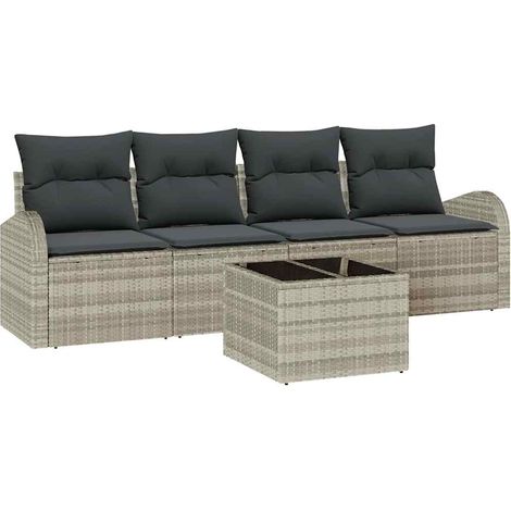 Maison Exclusive - Set Divano da Giardino Grigio chiaro 55 x 55 x 37 cm polyrattan