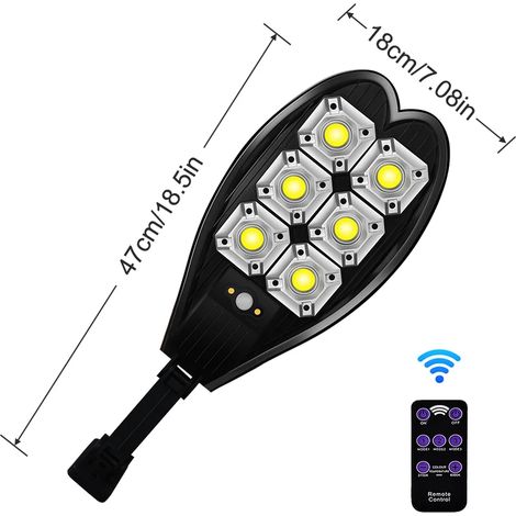 Lampe solaire COB blanche, compatible avec les appliques murales solaires extérieures étanches IPX66, avec télécommande et 3 modes d'éclairage. Convient pour jardin, allée ou rue. (1/5)