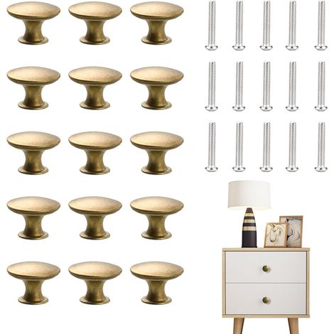 15 Pcs Boutons De Placard Vintage Chic En Laiton Antique 30mm (1/5)