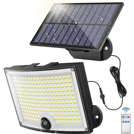 Projecteur solaire extérieur avec détecteur de mouvement [202 LED 3 modes Éclairage à 210° IP65] Projecteur LED extérieur 1 unité [Classe énergétique A] (1/5)