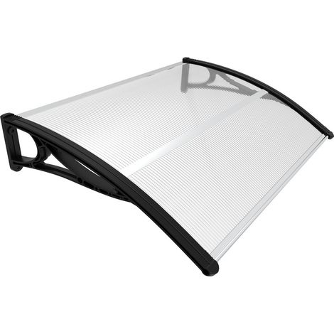 VOUNOT® Vordach für Haustür, 120 x 80 cm Transparentes Pultbogenvordach Schwarz (1/5)
