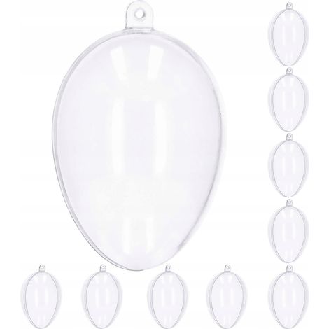 UOVA PALLINE ACRILICHE PALLINA DI PLASTICA TRASPARENTE DECO 11cm 10pezzi (1/5)