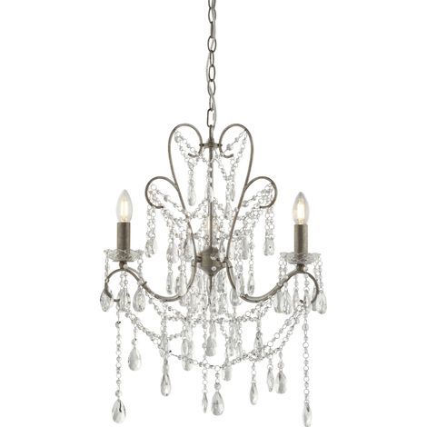 Lampadario cristallo anticato argento 3xE14 Endon Berkley (1/5)