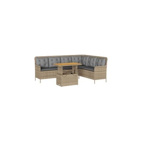 Salon de jardin avec coussins 2 pcs beige résine tressée (1/5)