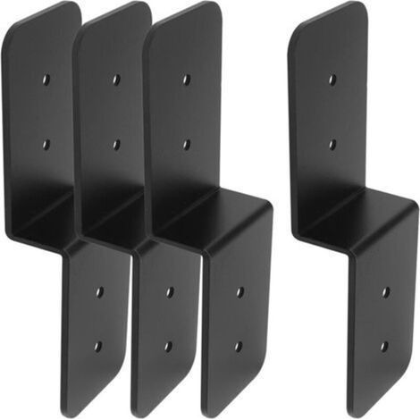 Set of 4 roof beam brackets for pergola, sturdy steel Z-shaped brackets, double angle profile for wooden shelves (1/5)