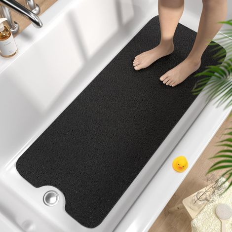 Badewannenmatte rutschfest 100x40cm, extra lang, weich, schnelltrocknend, schwarz (1/5)