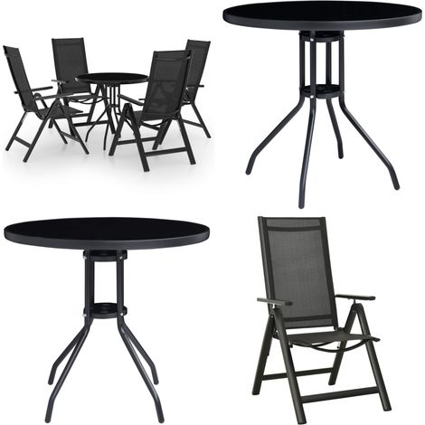 5-tlg. Bistro-Set Schwarz und Anthrazit - Gartentisch - Esstisch - Bistroset - Outdoor Möbel - Balkonmöbel - Home & Living (1/5)