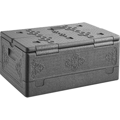 Mophorn Caisse isotherme 38 L, boîte de transport thermique sans électricité, idéale pour livraisons, barbecues et restauration, maintien chaud ou froid, pliable et légère en PPE, gris (1/5)