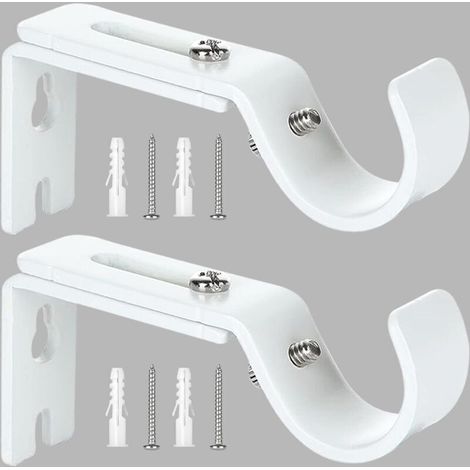 Support de Tringle à Rideau Réglable,2 Pcs Supports Murale Réglables,Support pour Tringle à Rideau,Compatible avec les tringles à rideau d'un diamètre maximal de 20mm-25mm(Blanc) (1/4)