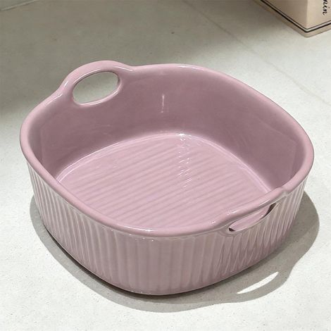 Runde Keramik-Auflaufform für Heißluftfritteusen, 18 x 17 x 6 cm, farbenfrohe glasierte Backform, rund, Lasagneform für Lasagne, Pommes, Aufläufe und Suppen (Lila, L) (1/5)