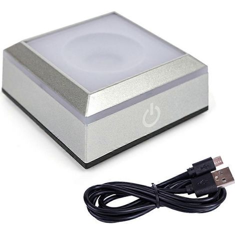 Support de lampe LED pour présentoir en cristal, compatible avec les présentoirs en verre d'art, socle tactile inductif pour lampe boule à cristal argenté. (1/5)