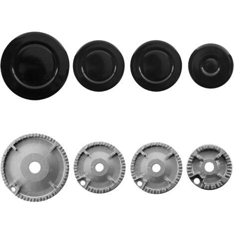 Gas burner with crown and flame cap for oven, hob, burner set + protective cover for hobs, burner, 8 pieces, gas burner, flame crown (1/5)