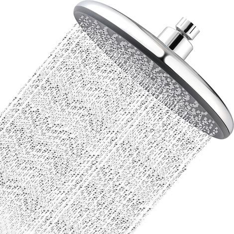 Shower Head, Chrome Finish Rain Shower Head Ø220mm Integrated Booster and Water Saving System 330 Water Outlet Holes in Silicone 360° Adjustable with Rotating Ball (1/5)