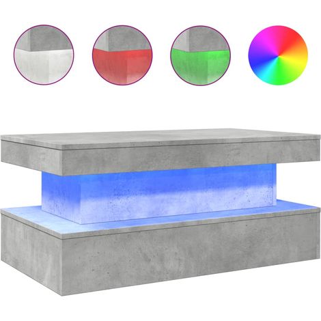 Mesa de centro de salón de diseño moderno con luces LED 90 x 50 x 40 cm madera de ingeniería gris DEC037666
