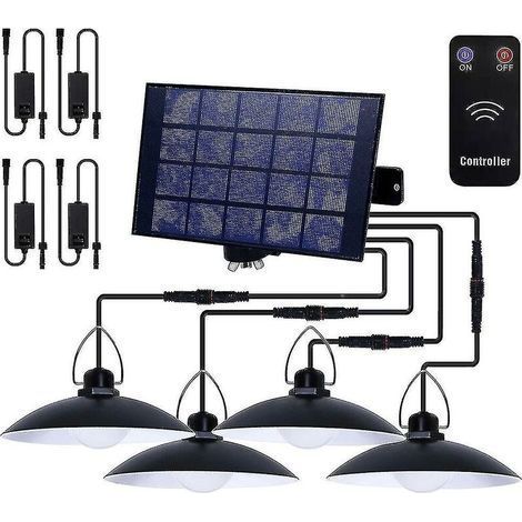 Solar Pendant Light Outdoor Waterproof Led Lamp With Remote Control-size,color1 Solar Panel With 2 Lampwarm White (1/4)