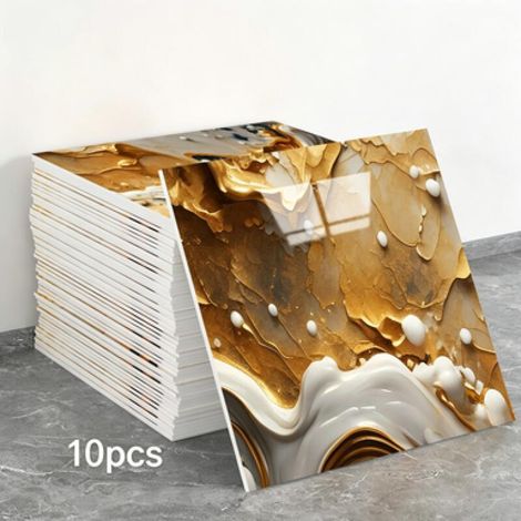 10 láminas de papel pintado autoadhesivo que imitan azulejos de cerámica (efecto cerámico, dimensiones: 30 x 30 x 0,8 cm) (1/5)