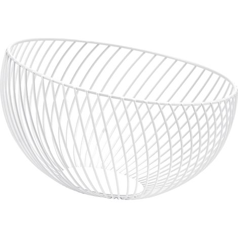 Panier à fruits en fer antirouille, panier de rangement de bureau rond de grande capacité en fil métallique, panier de rangement pour desserts et collations (1/4)