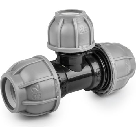 T-Stück Schlauchkupplung mit Reduzierung für PE-Rohre 32x25x32 mm