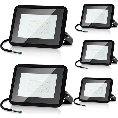 Projecteur LED extérieur 100 W, 8 500 lm, lumière blanche chaude 3 000 K, étanche IP66, idéal pour parking, entrée et terrasse (lot de 5). (1/5)