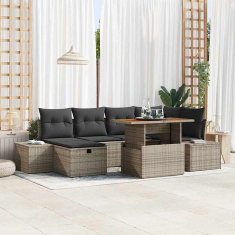 Set Divano da Giardino 7 pz Grigio polyrattan vidaXL (1/5)