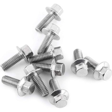 Vis Inox M6X16, Boulons Diamètre 6 Inox, Vis M6 Inox,Vis M6X16,Boulon M6,M6 Acier Inoxydable 10 Pièces M6 Acier Inoxydable SS304 Vis À Bride Hexagonale Uchon Rondelle Tête Boulons Attache (M616) (1/5)