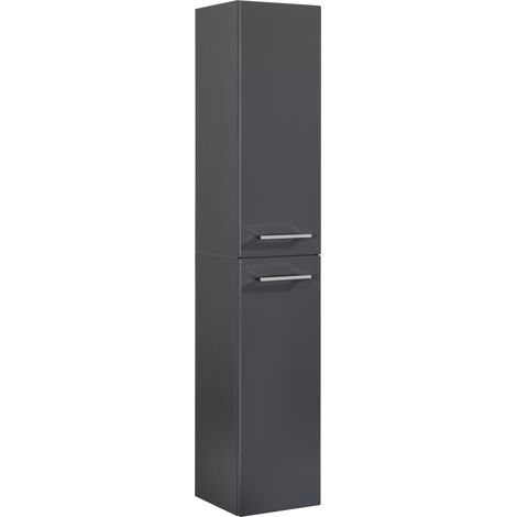FACKELMANN Hochschrank HYPE 3.0 / Badschrank mit 2 Türen / gedämpfte Scharniere / Maße (B x H x T): ca. 30 x 162 x 32 cm / Schrank fürs Badezimmer / Korpus & Front: Schwarz / Breite: ca. 30 cm"-"83171 (1/3)