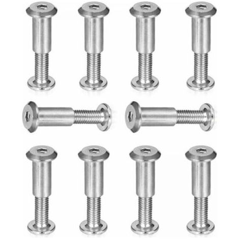 10pcs vis de connexion,vis de raccordement vis à six pans creux avec filetage vis d'assemblage Professionnel douille en acier nickelé Meubles Vis pour connecter des meubles,M6 x 25 mm (1/4)