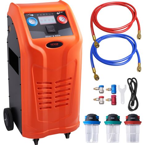 VEVOR Station de Recuperation Fluides Frigorigenes Automatique 2 Cylindres 1 kW Machine de Recuperation et de Charge de Refrigerant Filtration Pompage Tour-en-Un R22 R134a R1234yf Climatisation HVAC
