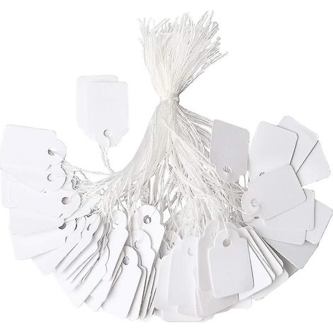 500 étiquettes de prix pour bijoux, étiquettes blanches à ficelle, étiquettes de marquage pour vêtements, étiquettes de prix avec ficelle (1/5)
