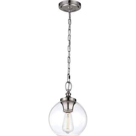 Elstead Tabby - 1 Light Dome Decke Mini Anhänger poliertes Nickel, E27